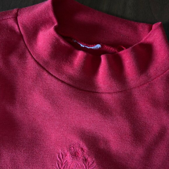 Vintage Blair Red Embroidered Mock Neck Long Sleeve - Picture 5 of 6